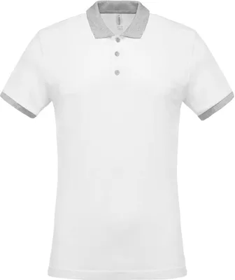 Produktbild von Kariban Herren Polo-Shirt Polohemd Poloshirt Polo Arbeit Shirt, Größe:3XL, Farbe:White/Oxford Grey