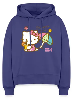 Produktbild von Spreadshirt Hello Kitty Am Strand Summer Sun Frauen Boxy Organic Hoodie, S, Dämmerung