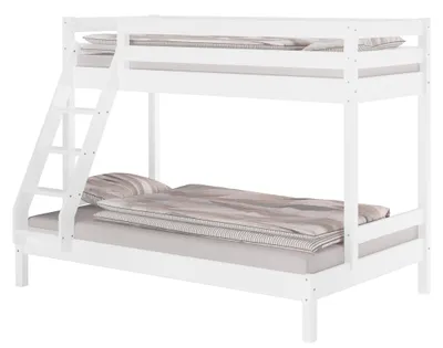 Produktbild von Doppel-Etagenbett 120x200 und 80x200 Erwachsenen-Stockbett Kiefer Massivholz weiß V-60.18W-08-12ohne Zubehör