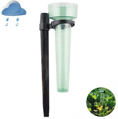 Produktbild von Regenmesser – Niederschlagsmesser mit Stabhalterung – 24 cm – 35 ml – Regenmesser für Garten und Landwirtschaft – Mit Messskala – Wetterfest