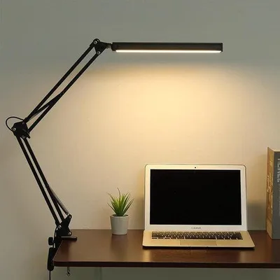 Zdjęcie produktu dla Lampa biurkowa LED z klipsem - czarna - lampa biurkowa dbaiająca o wzrok, z 3 trybami światła i 10 poziomami jasności - idealna do domu i biura