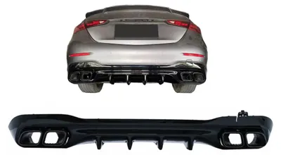 Imagen del producto de Difusor de parachoques y extremos de escape para Mercedes Clase C W206 S206, línea deportiva, modelo 2021 en adelante, diseño C63.