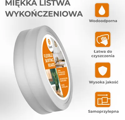 Zdjęcie produktu dla QUEST Listwa wykończeniowa PCV 30x30mm, 5m, samoprzylepna, elastyczna, miękka taśma dekoracyjna, srebrny