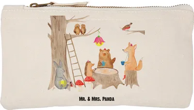 Produktbild von Mr. & Mrs. Panda Schminktasche Waldtiere Picknick Größe S Klein - Weiß - Geschenk, aufbewahrungstasche, Wald, Etui, Igel, Fuchs, Make-Up Tasche, Mäppchen, Maus