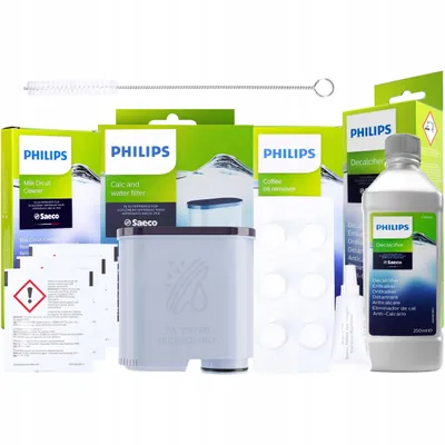 Immagine prodotto di Set di manutenzione Philips Saeco LatteGo – Filtro AquaClean, decalcificante, pastiglie detergenti, detergente per il latte, grasso, spazzola