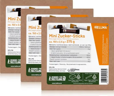 Produktbild von Hellma Mini Zucker-Sticks ca. 150x2,5g (3er Pack)