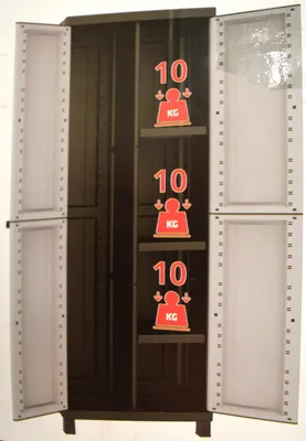 Produktbild von Terry Twist Black 3680, Lagerschrank, Bodenstehend, Wandschrank, 3 Regale, 2 Tür(en), Schwarz, Grau