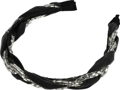 Produktbild von 1 Stück Damen-Haarreif mit Knoten, modisches Vintage-Haarband mit Strasssteinen, Haaraccessoire, Schwarz