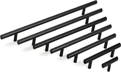 Produktbild von Schwarz Edelstahl Möbelgriffe Schrankgriffe, Griffe für Küchenschränke, Schrank Schublade Türgriff, Bohrlochabst 64mm 6 Stück
