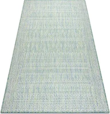 Zdjęcie produktu dla Dywan SZNURKOWY SIZAL SION Romby 22184 płaskie tkanie  / niebieski / ecru zielony 140x190 cm