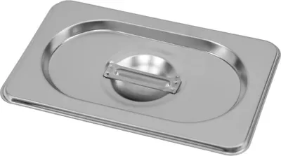Zdjęcie produktu dla Pokrywka do pojemników GN ze stali nierdzewnej Mega-M, odpowiednia do pojemników GN 1/9, 176x108 mm