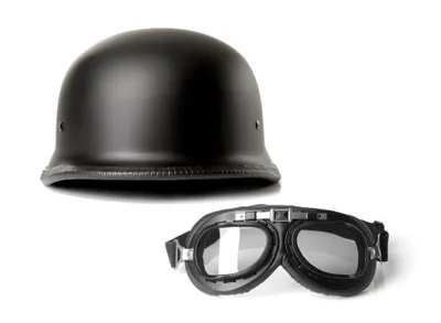 Image de Casque demi-coque Chopper casque Brain Cap CMX German Easy Rider noir avec lunettes de motard "L