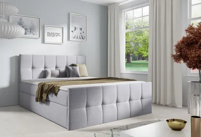 Produktbild von Doppelbett CHLOE – 160x200, hellgrau 2 + GRATIS-Topper
