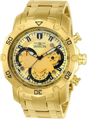 Obrázok produktu pre Invicta Pro Diver - SCUBA 22761 Pánske Hodinky - Quartz Hnacie - Nerezová Oceľ so Zlatým Ciferníkom - 50 mm