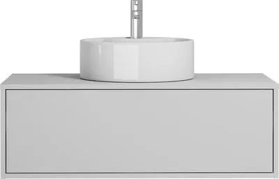 Produktbild von Weißer wandhängender Badezimmerschrank mit rundem Waschbecken - 94 cm - TEANA II
