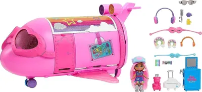 Image de Barbie Extra Fly Minis avion rose + poupée pilote Mattel