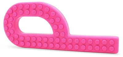 Image de Ark Therapeutics : Jouet à mâcher "Grabber Brick" en rose vif, taille moyenne. Combinaison de la forme du "Grabber" et des textures sensorielles du "Brick Stick", idéal pour les chiens qui mâchent beaucoup.