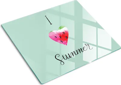 Produktbild von Glasplatte zum Schutz der Kochfläche – Abdeckung für die Kochplatte – Abdeckung für Induktionskochfelder – 60x52 cm – Einfache Reinigung – Gehärtetes Glas – Melonen-Motiv