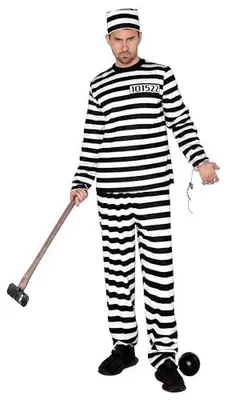 Zdjęcie produktu dla Kostium więźnia dla mężczyzn kombinezon halloween cosplay