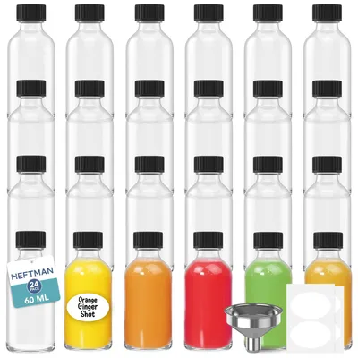 Productafbeelding van Solidchoice - Set van 24 Mini Glazen Flessen met Deksel en Trechter