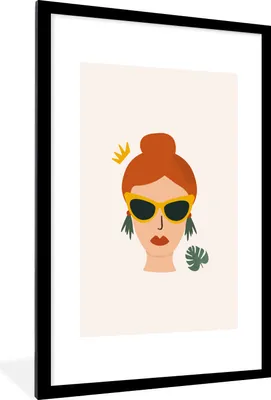 Produktbild von MuchoWow® Gerahmtes Poster Frau - Krone - Sommer 60x90 cm - Poster mit Schwarzem Bilderrahmen Wandposter Rahmen Foto Bilder - Dekoration - Wandposter Wohnzimmer - Hochwertig