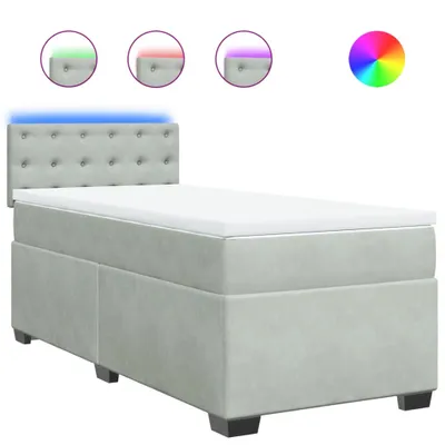 Produktbild von vidaXL Boxspringbett mit Matratze Hellgrau 90x190 cm Samt