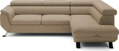 Obrázok produktu pre DomoHome ECKSOFA RAVEN L s funkciou spania a lôžkovou časťou, voľne stojaca, čalúnená pohovka s nastaviteľnými opierkami hlavy, 257x198x96 cm, pravá strana, farba: Cappucino