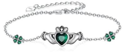 Obrázok produktu pre Náramok Claddagh zo striebra 925 s motívom štvorlístka