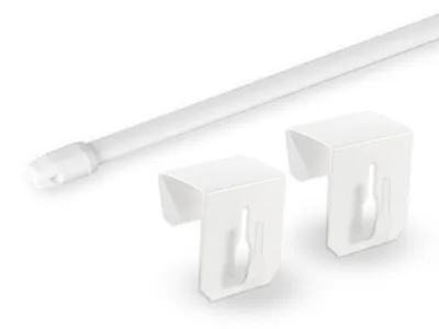Produktbild von Gardinenstange „Florida“, weiß, 40-60 cm ausziehbar, inkl. klemmbaren Fensterhaken, Befestigung oben am Fenster, Klemmbereich (Fensterdicke) 15-20 mm