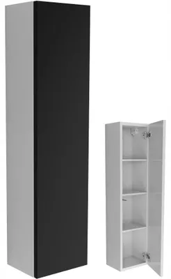 Produktbild von Hängender Badschrank 25 x 100 cm in Weiß und Schwarz Matt