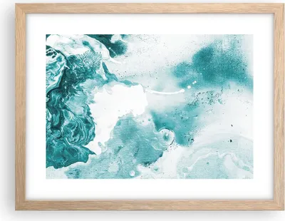 Produktbild von Gerahmtes Poster - Rahmen in heller Eiche - Abstraktion Meer Türkis - 40x30 cm - Wand Bild - Wanddeko - Wandbilder - Wandposter - Bilderrahmen - Bilder - Kunstdruck - Wandbild - P2NAA40x30-4268