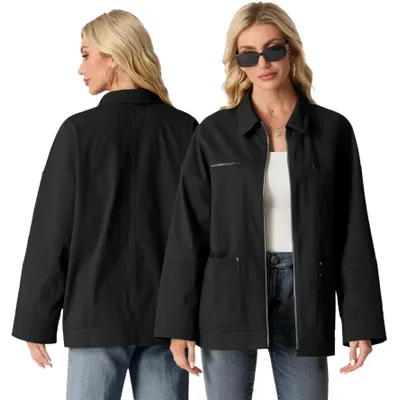 Produktbild von Damen Bomberjacke Cargo Baumwolle Übergangsjacke Frühling Schwarz S