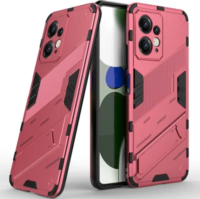 Produktbild von Armor Hülle für Xiaomi Redmi Note 12 4G, Hybrid PC TPU Bumper Stoßfestes Schutzhülle mit Standfunktion Rosa