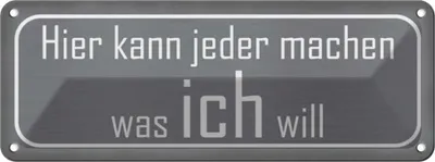 Produktbild von vianmo Blechschild 10x27 cm hier jeder macht was ich will Dekoration Spruch Zitat