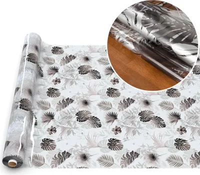 Produktbild von Tischdecke Klara Tischtuch Plastiktischdecke Schutzdecke Klarsichtfolie Blätter Transparent Wasserabweisend Breite 140 cm Länge 3000 cm mit Schnittkante
