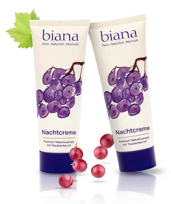 Produktbild von biana Nachtcreme – Premium Naturkosmetik mit Traubenkernöl 2x75 ml