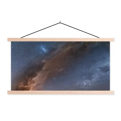 Produktbild von MuchoWow® Textilposter Sterne im Weltraum 120x60 cm mit holzfarbenen Rahmen - Klemmleiste
