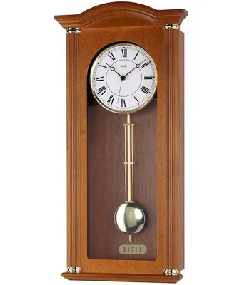 Produktbild von AMS 5014/9 Wanduhr Funk Funkwanduhr mit Pendel Holz kirschbaum farben Pendeluhr