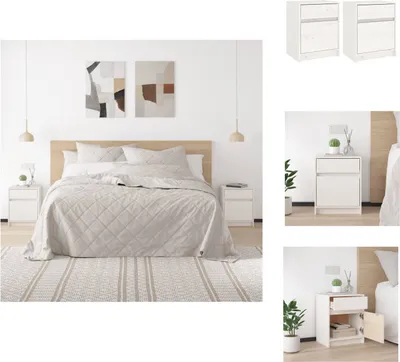 Image de vidaXL Tables de chevet 2 pcs. Blanc 40x31x50 cm Pin massif - Tables de chevet