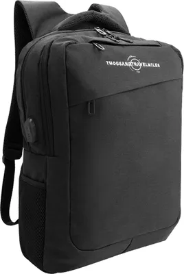 Produktbild von Laptoprucksack 17 Zoll mit Diebstahlschutzfach und USB-Anschluss – Handgepäck Rucksack für Arbeit, Schule und Reisen – Schwarz – Thousandtravelmiles