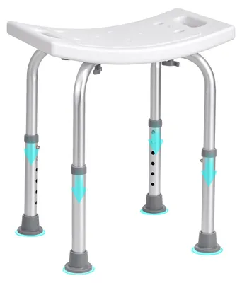 Imagen del producto de VEVOR: Asiento de ducha, taburete de ducha, altura ajustable de 360 a 485 mm, asiento de baño, capacidad de carga de 158,8 kg, taburete de ducha estable, ayuda para la ducha, marco de aleación de aluminio, asiento de ducha, taburete de baño, color blanco