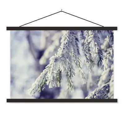 Produktbild von MuchoWow® Textilposter Winter - Tannenbaum - Schnee - Ländlich 150x100 cm mit schwarzem Rahmen - Schlafzimmer