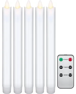 Immagine prodotto di Goobay 77750 Set di 5 candele LED bianche a bastoncino di cera, incl. telecomando, bianche - con funzione timer e stoppino 3D, a batteria, bianco caldo (2400 K)