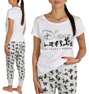 Produktbild von DISNEY Mickey Mouse Baumwollpyjama für Damen, zweiteiliger Pyjama mit kurzen Ärmeln, langer Hose,  XL