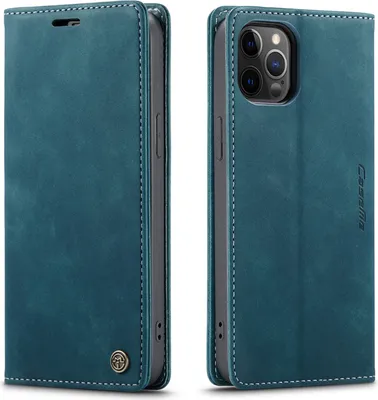 Produktbild von iPhone 12 / 12 Pro Hülle, LaimTop Retro Kunstledertasche mit Standfunktion Schutzhülle für iPhone 12 / iPhone 12 Pro Blau