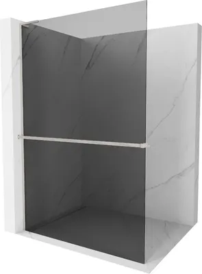 Produktbild von Mexen Kioto+ L Duschwand mit Ablage Walk-in 100 x 200 cm, grafit, gebürsteter Nickel - 800-100-123-97-40