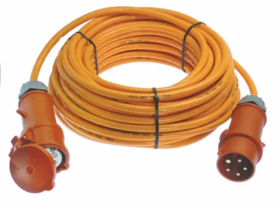 CEE-Verlängerung 400V/32A, 10m, H07BQ-F 5G4, IP44, orange