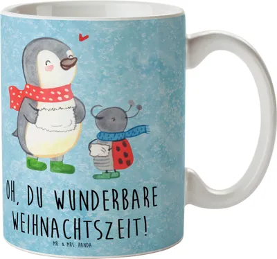 Produktbild von Mr. & Mrs. Panda Keramikbecher Smörle Winterzeit - Eisblau - Geschenk, Tasse, Kaffeetasse, Weihnachtszeit, Teebecher, Teetasse, Weihnachten Grüße, Weihnachtsgruß