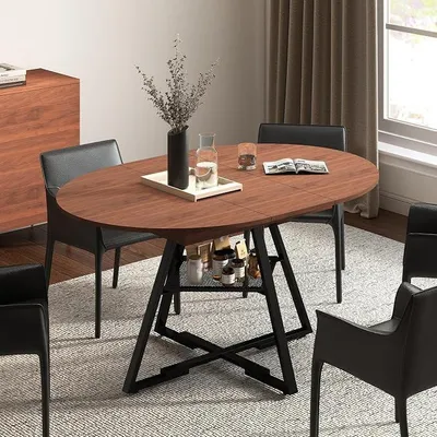 Imagen del producto de Mesa de comedor extensible, de 100 a 130 cm, con forma redonda u ovalada
