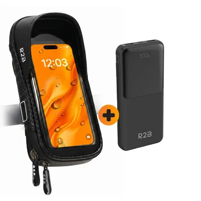 Productafbeelding van R2B Waterdichte Telefoonhouder Fiets + Powerbank 10.000 mAh
